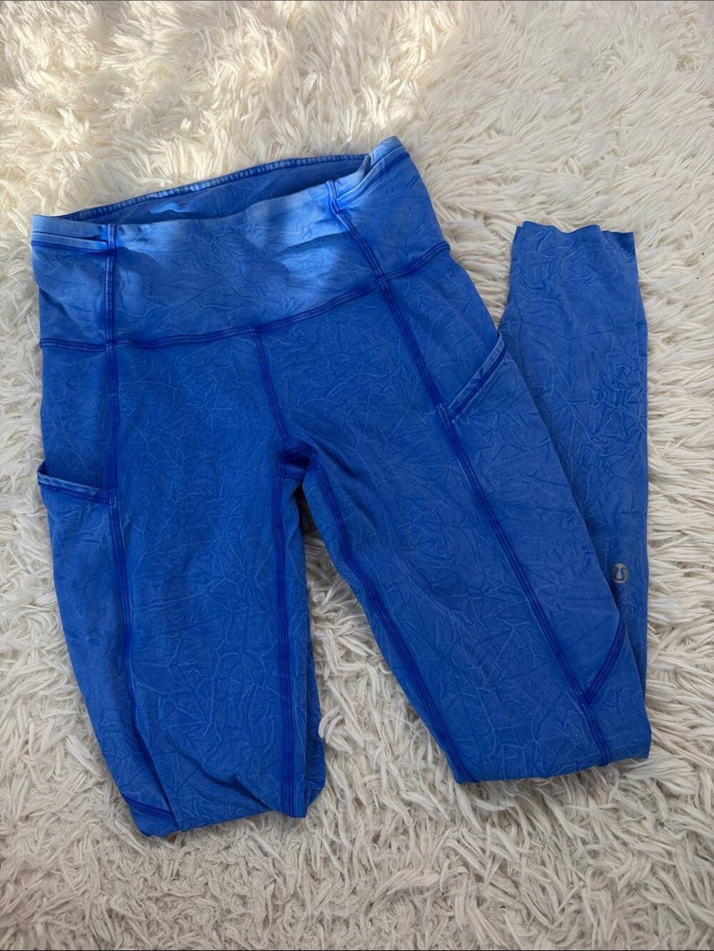 Lululemon Fast and Free High Rise Tight 25" *Ice Dye Ice Wash Cerulean Blue